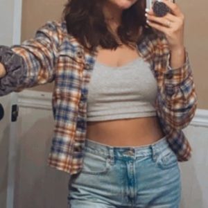 AMERICAN EAGLE CROPPED COMFY FLANNEL